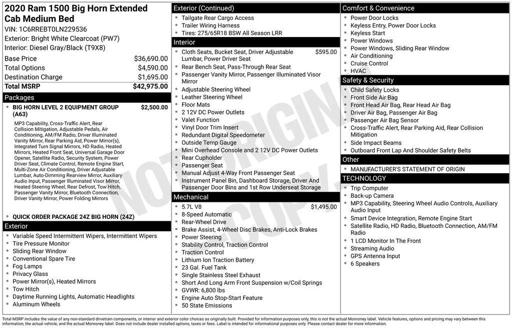 ram ram 1500 pickup 2020 1C6RREBT0LN229536 image ram ram 1500 pickup 2020 1C6RREBT0LN229536 image